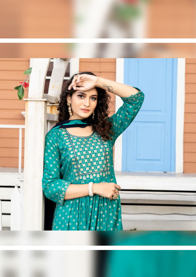 Custody By Manjeera Naira Cut Kurti With Bottom Dupatta Catalog
